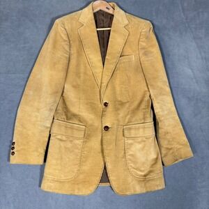 Vintage Sears Tan Corduroy Blazer Mens Sport Coat 2 Button Classic Preppy 38R